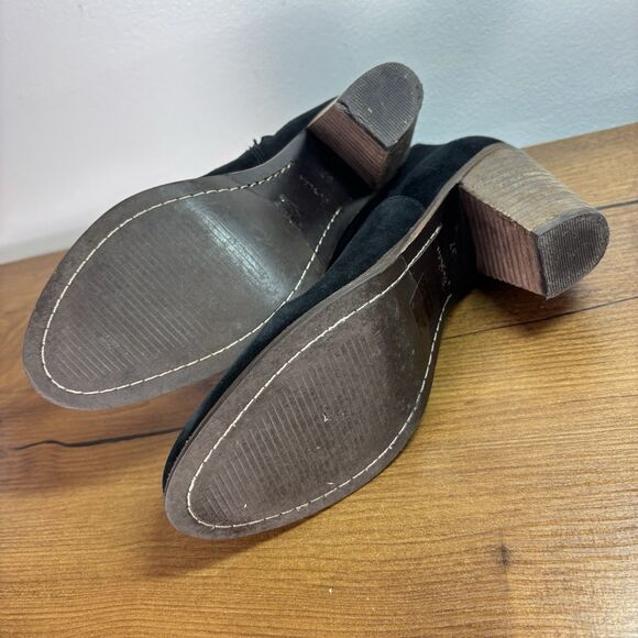 Boden Black Suede Stacked Heel Ankle Bootie Boots Women’s EU 37 US 6.5 - Picture 10 of 11